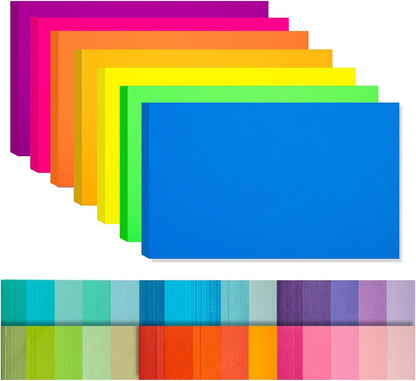 Index Cards 140-Count 5x8 Inch,178GSM Heavyweight Set of 7 Colors Paper Multicolor Study Cards (Rainbow)