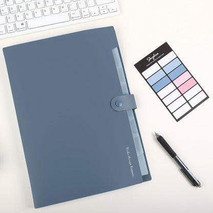SKYDUE Expanding File Organizer with 8 Pockets, Accordion File Folders with Labels, Portable Document Paper Bill Receipt Organizer, Home College School Office Supplies, Letter Size, Blue