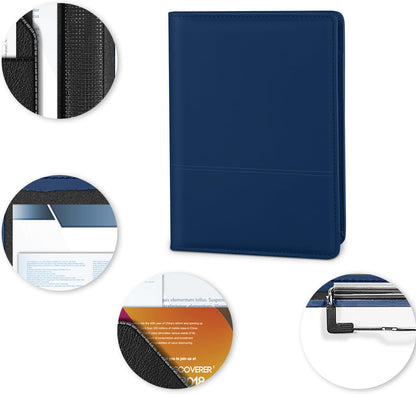 Small Clipboard Padfolio/Portfolio A5 Binder for Writing Pad Refillable 5 x 8 Note Pad, Faux Leather Clipboard Folder Junior Size Portfolio Organizer Folio Clip Board,Black