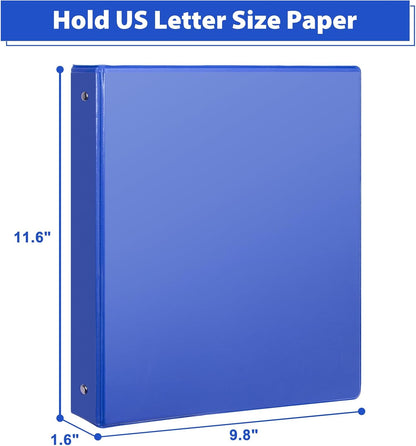 CIXILDTS 1-Inch Round Ring Binders, Standard 3 Ring Binder Fit Letter Size Paper, Presentation View Binders, 6 Packs, Assorted