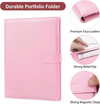 Professional Padfolio, Multi Function Faux Leather Portfolio Binder with Clipboard - Interview Resume Folder, Legal Document, Business Card Holder, for Office, Conference, Interviews (Black)