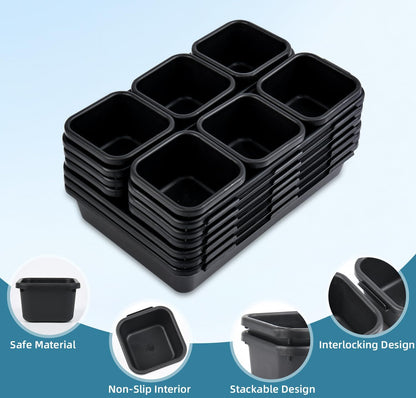 Kutesna 15 PCS Interlocking Desk Drawer Organizer Separator for Office,Bathroom,Kitchen,Makeup（Black）