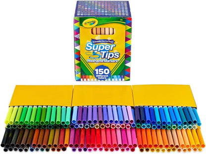 Crayola Super Tips Marker Set (100ct), Fine Point Washable Markers, Drawing Markers for Kids & Adults, Create Thick & Thin Lines, Art Supplies, Ages 3+