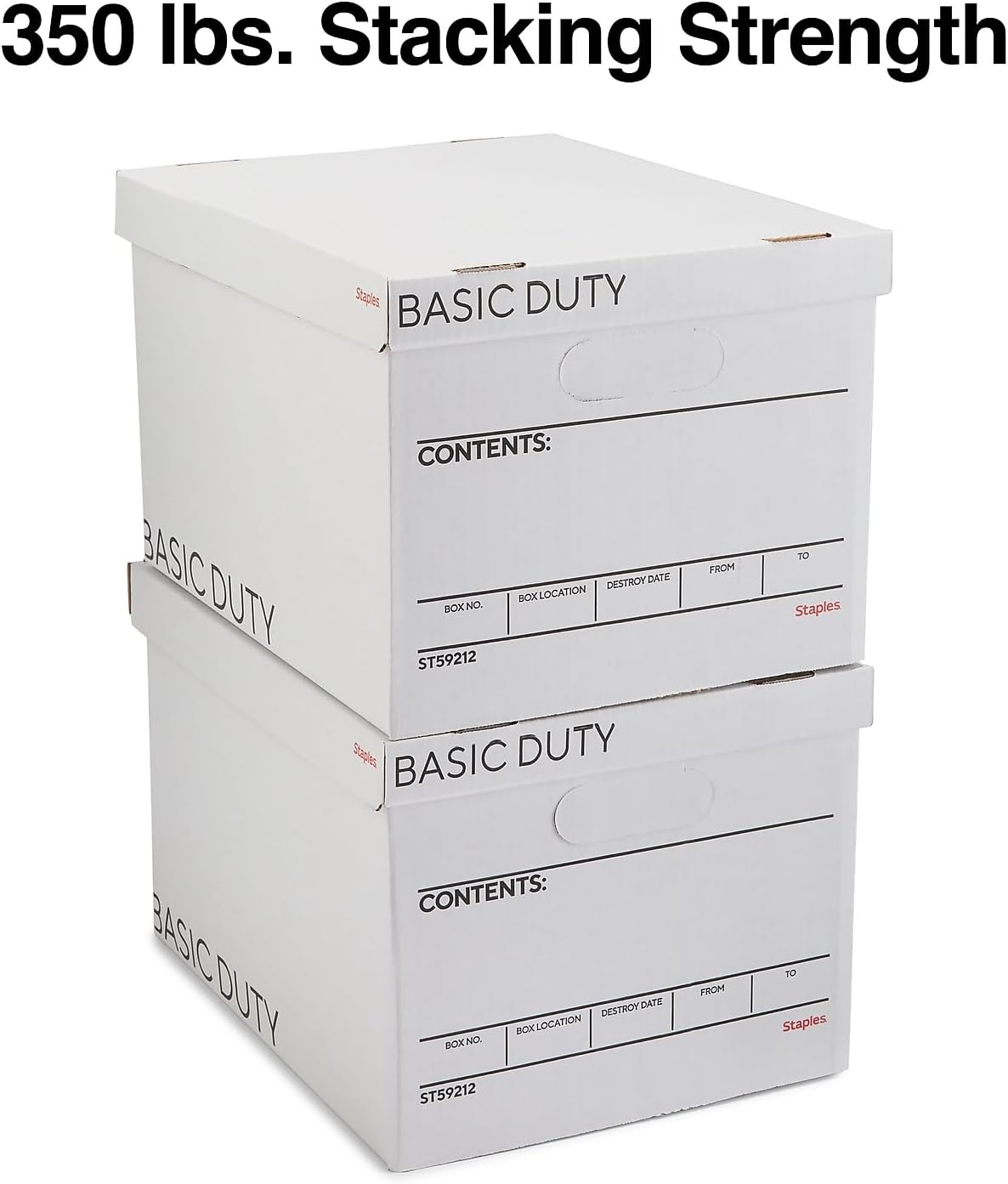 STAPLES Corrugated File Box Lift Off Lid, Letter/Legal Size, White/Black, 10/Pack