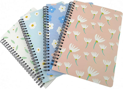 4 Pack A5 Spiral Notebook Journal,Wirebound Ruled Sketch Book Notepad Diary Memo Planner,A5 Size(8.3X5.7) & 80 Sheets (Floral)