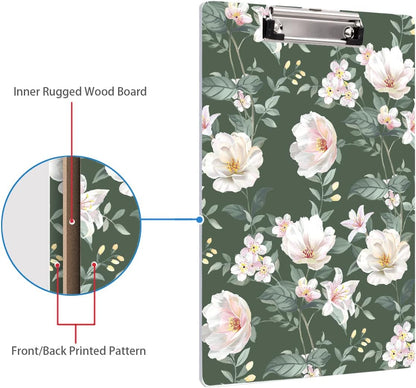 WAVEYU Fashion Cute Clipboard, Decorative Office Hardboard Wood Nursing Clip Board for Standard A4 Letter Size for Students, Women, Men, 12.5"x 9", Black+White02