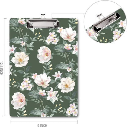 WAVEYU Fashion Cute Clipboard, Decorative Office Hardboard Wood Nursing Clip Board for Standard A4 Letter Size for Students, Women, Men, 12.5"x 9", Black+White02