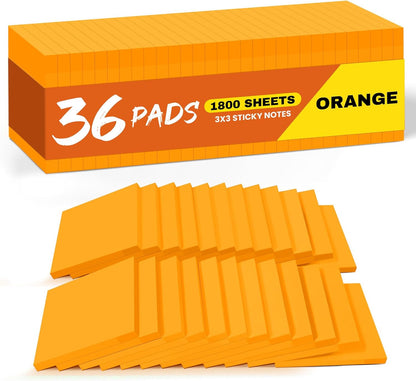 Sticky Notes, 36 Pads, 3x3 Inches Self-Stick Note Pads, Perfect for Office, Study, and Daily Life Organization - Bright