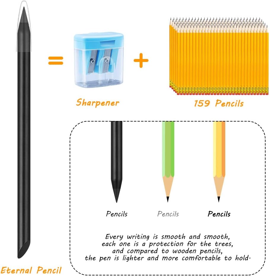AUAUY 20PCS Inkless Pencil Replaceable Refill, Infinite Pencil Replaceable Graphite Nib, Graphite Nib Metal Inkless, Everlasting Pencils Replacement Head for Writing Drawing Office School Supplies
