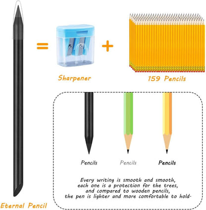 AUAUY 20PCS Inkless Pencil Replaceable Refill, Infinite Pencil Replaceable Graphite Nib, Graphite Nib Metal Inkless, Everlasting Pencils Replacement Head for Writing Drawing Office School Supplies