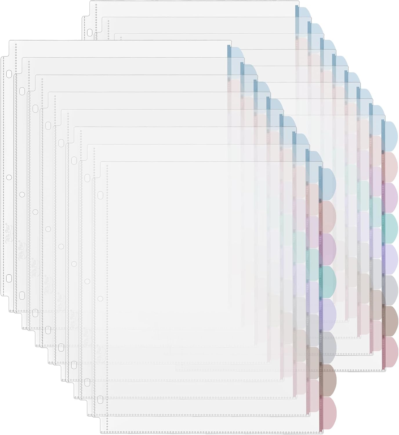 Mr. Pen- Clear Sheet Protectors with Tabs, 8.5x11 Inches, 8 Tabs, 2 Sets, Durable Clear Plastic Dividers for 3 Ring Binders, Insertable Index Page Divider with Multicolor Tabs