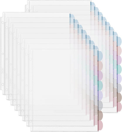 Mr. Pen- Clear Sheet Protectors with Tabs, 8.5x11 Inches, 8 Tabs, 2 Sets, Durable Clear Plastic Dividers for 3 Ring Binders, Insertable Index Page Divider with Multicolor Tabs