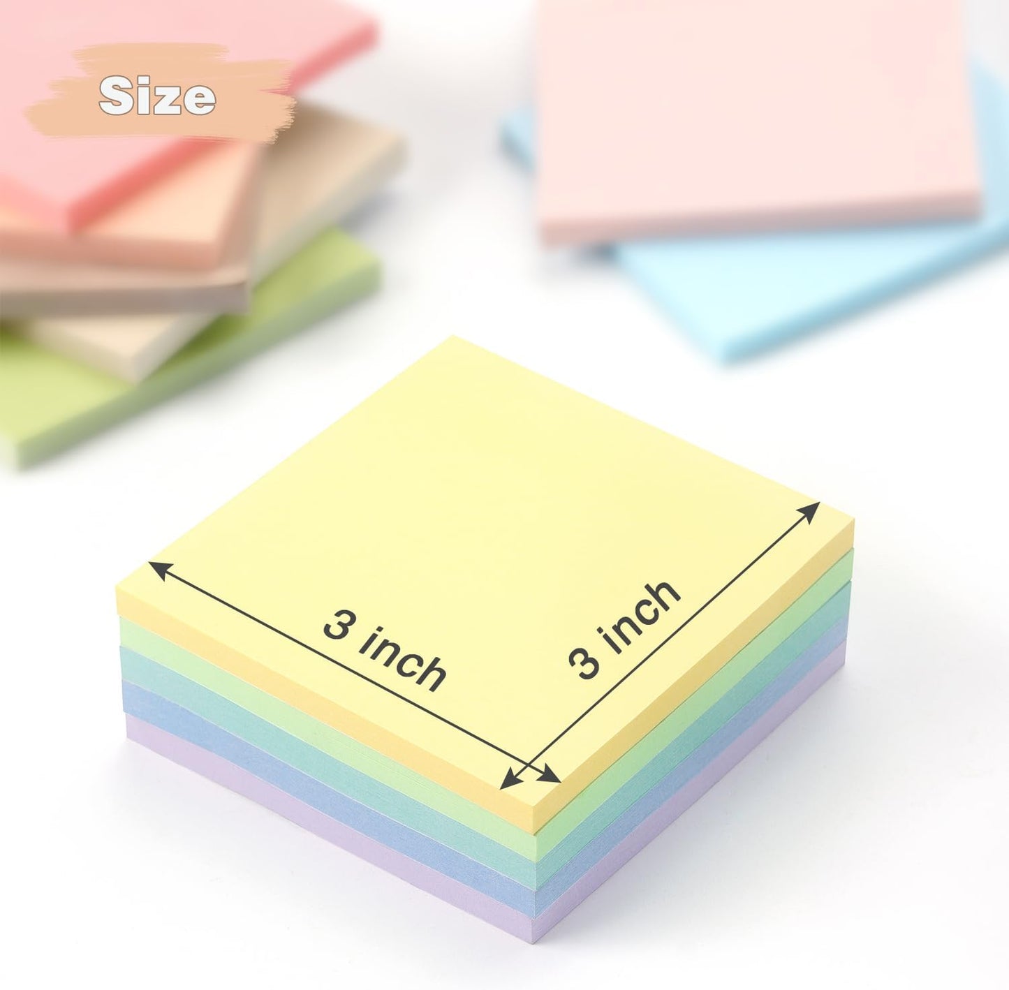 Sticky Notes 3x3inch, 8 Pads Self-Stick Notes, 8 Pastel Multi Colors with Gray Note Pads, Suitable for School, Home, Office, 80 Sheets/Pad