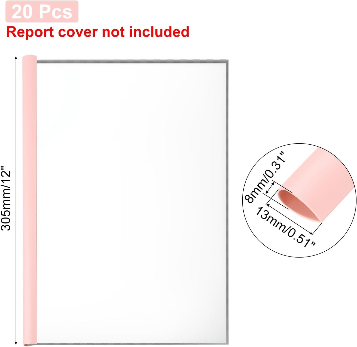 PATIKIL 20Pcs Binding Bars, 13x8mm Binding Bars Slide Grip 50 Sheets Capacity A4 Size Report Binder Presentation Binder for Study Office Report Cover Resume, Transparent Yellow