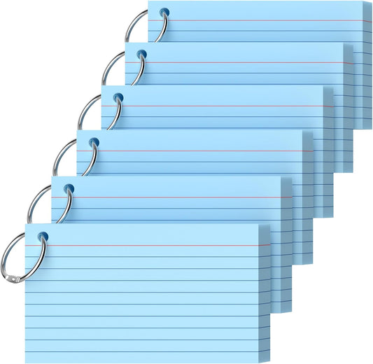 Index Cards 3x5 Inch With Ring, 300 Count, Ruled White Colored Index Card, 180GSM Flash Cards College Ruled for Students, Teachers, Study Note Card for Office, Home, School, Office