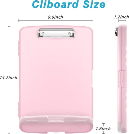 Rimilak Plastic Clipboard with Storage, 8.5 x 11 High Capacity Folio Nursing Case with Pen Holder, Size 14.2 x 9.6 x 1.2″ Folder Side-Opening for Classroom, Teacher, Smooth Writing, Dark Green