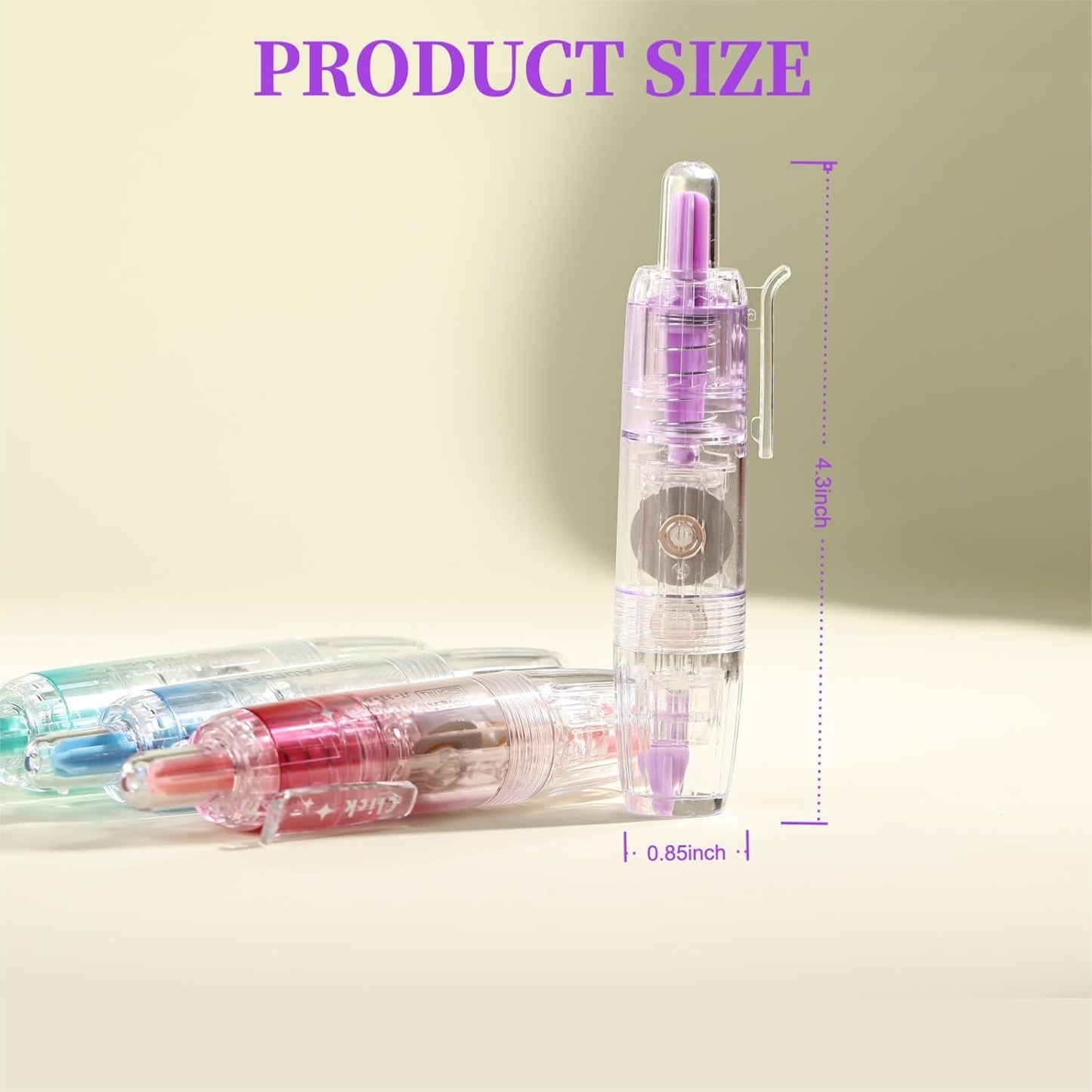 Refillable Correction Tape, 157 ft Total – 2 Pre-Filled Dispensers + 6 Snap-In Refills, School & Office Supplies, Pink &Purple