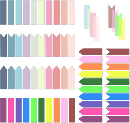 Temiary 1200 Pieces Transparent Sticky Index Tabs, Page Markers for Annotating, Translucent Morandi Arrow Flag Tab for Bookmarks Bible Tabs Notebook School Supplies