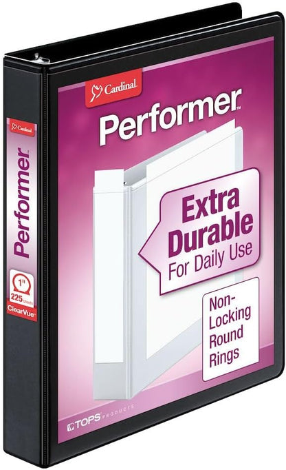 Cardinal Binder Performer with ClearVue Covers, 1.5" Round Rings, 350-Sheet Capacity, White