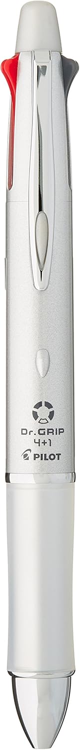 Pilot Mult Function Pen Dr. Grip 4+1, 0.7mm Acro Ink Ballpoint Pen, 0.5mm Mechanical Pencil, Silver (BKHDF1SF-SP)