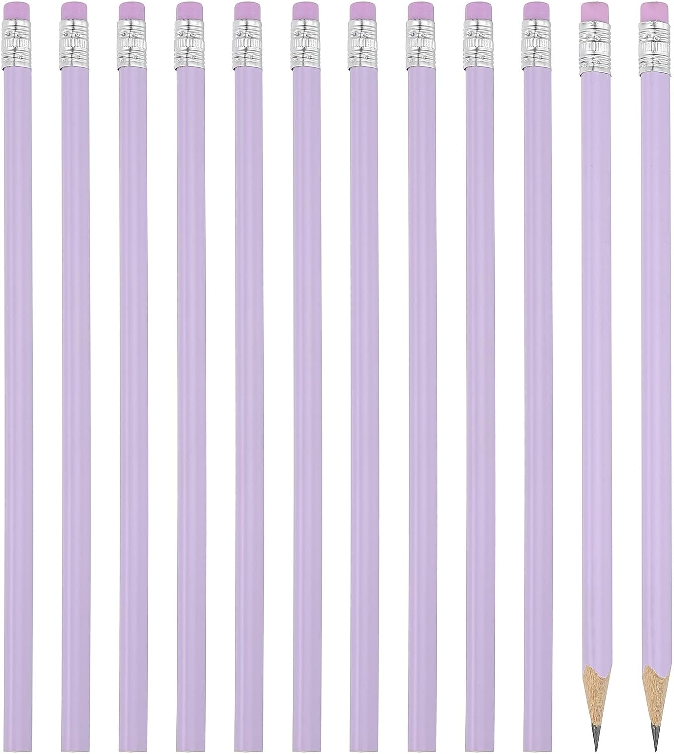 PATIKIL Round Pencils, 12 Pack Triangle HB Graphite Pencil Woodcase Wooden Pencils with Eraser for Classroom Office Writing Drawing Supplies, Pink