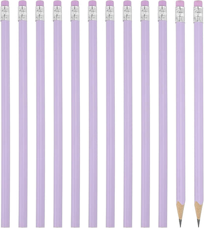 PATIKIL Round Pencils, 12 Pack Triangle HB Graphite Pencil Woodcase Wooden Pencils with Eraser for Classroom Office Writing Drawing Supplies, Pink