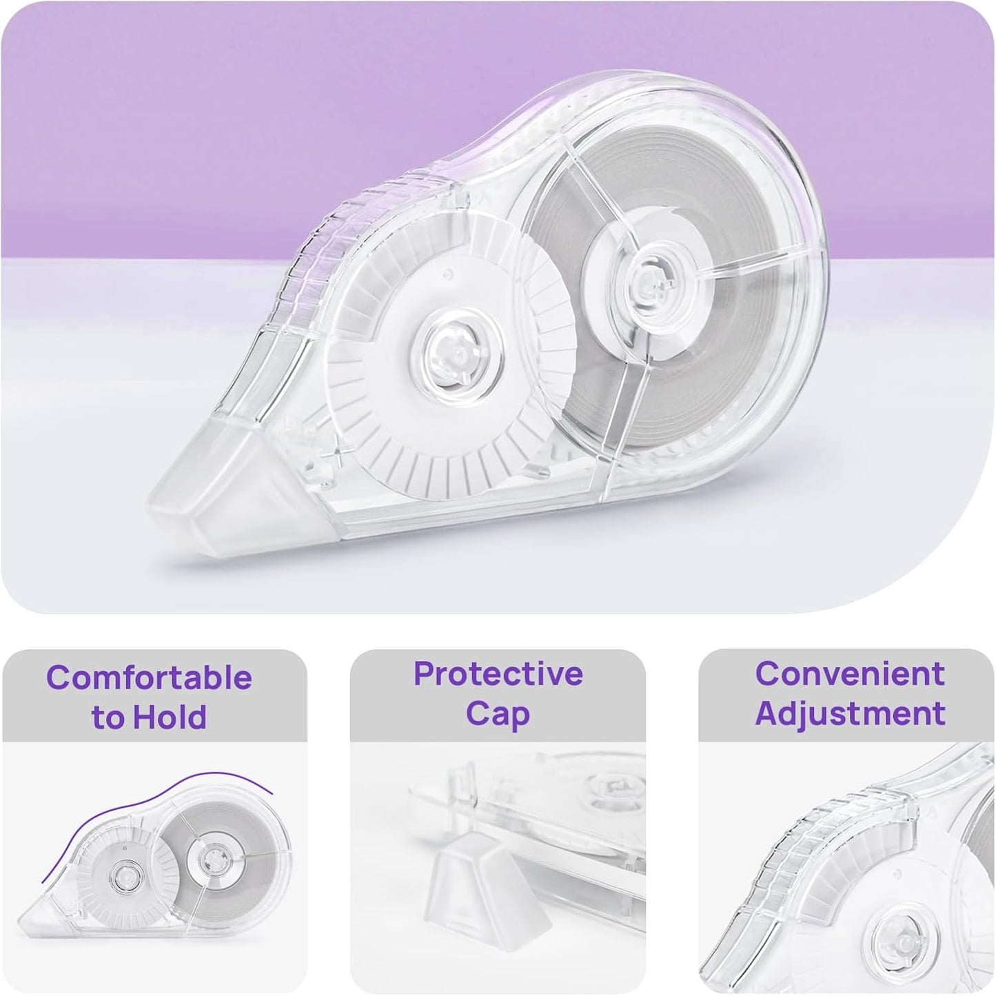 2 Pcs Correction Tape, 98.43 Ft White Wrong Out Tear-Resistant Bulk, Instant Corrections Easy To Use Applicator for School, Office, Note Taking, Journal (Tape Width 0.2 in，Clear)