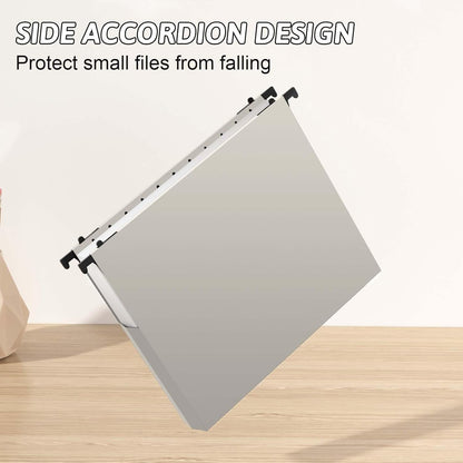 Plastic Extra Capacity Hanging File Folder Letter Size,12 Pack Reinforced Expandable Hanging Folders,Heavy Duty 2 Inch Expansion,Adjustable Tabs,Hanging Organizer Designed for Bulky Files(Gray)