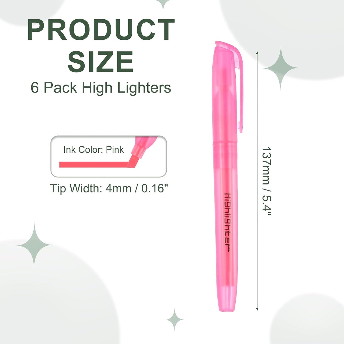 PATIKIL Blue Highlighter, 6 Pack High Lighters No Bleeds Highliters Pens Neon Clear View Bright Quick Dry Pocket Marker Pen Sticks Chisel Tip Cute for Books Office Adults, Transparent