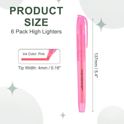 PATIKIL Blue Highlighter, 6 Pack High Lighters No Bleeds Highliters Pens Neon Clear View Bright Quick Dry Pocket Marker Pen Sticks Chisel Tip Cute for Books Office Adults, Transparent
