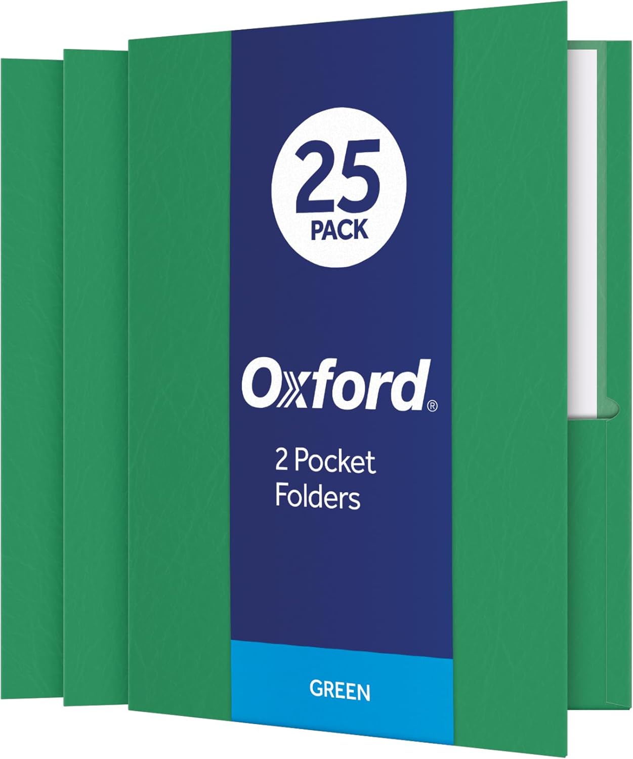Oxford Twin-Pocket Folders, Textured Paper, Letter Size, Dark Blue, Holds 100 Sheets, Box of 25 (57538EE)