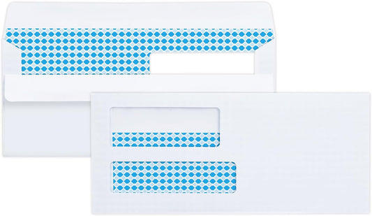 Vivin 100 No.9 Double Window Business Envelopes for Quickbooks Invoices and Business Statements, Flip and Seal Security-Tinted, Home & Office, 3-7/8 x 8-7/8 Inches, 24 LB, White