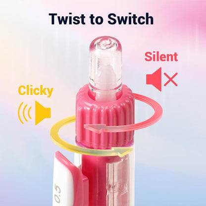 WRITECH Retractable Gel Ink Pens: 0.5mm Black-Ink Switch Between Silent and Clicky Soft Grip Fine Point Pen for Journaling Smooth Writing Quick-dry No Bleed 10ct