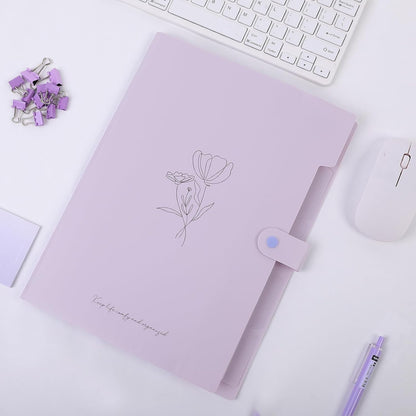 SKYDUE Letter A4 Paper Expanding File Folder Pockets Accordion Document Organizer (Purple)