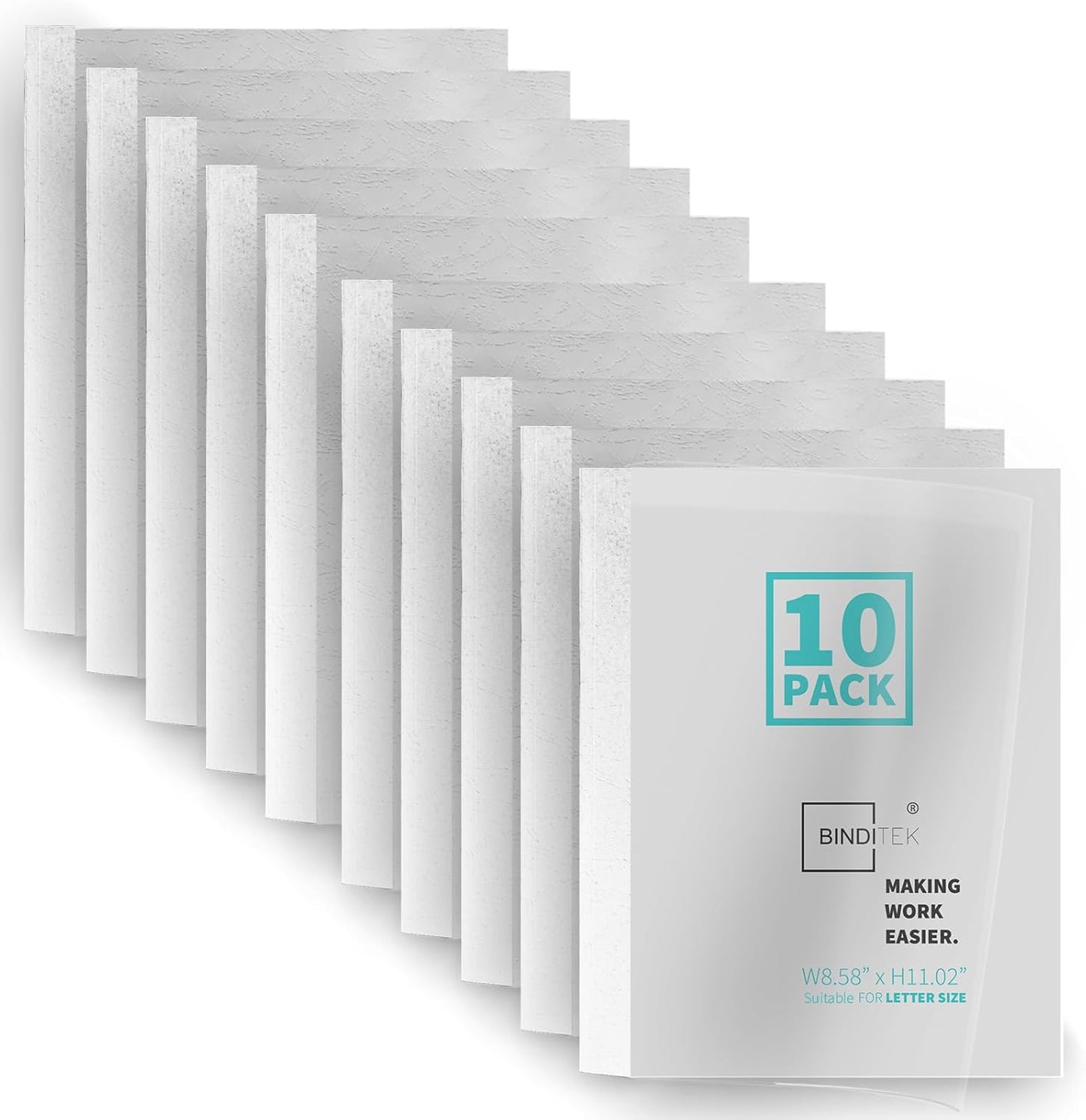 Binditek 20 Pack Thermal Binding Presentation Covers, 1/16 Inch Spine Holds 15 Sheets, Ultra Clear Front Cover, Black Paper Back Cover, Letter Size, for Students and Coworkers