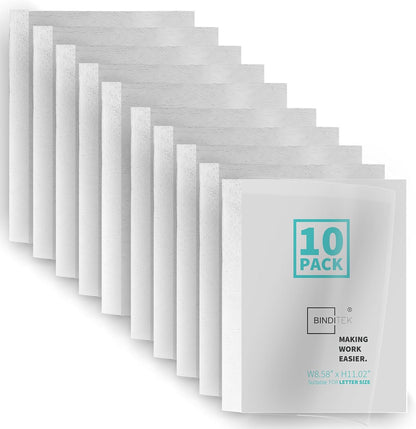 Binditek 20 Pack Thermal Binding Presentation Covers, 1/16 Inch Spine Holds 15 Sheets, Ultra Clear Front Cover, Black Paper Back Cover, Letter Size, for Students and Coworkers