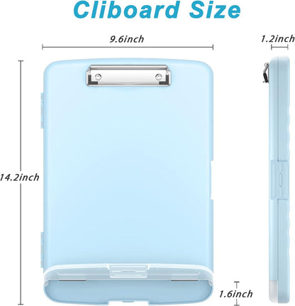 Rimilak Plastic Clipboard with Storage, 8.5 x 11 High Capacity Folio Nursing Case with Pen Holder, Size 14.2 x 9.6 x 1.2″ Folder Side-Opening for Classroom, Teacher, Smooth Writing, Dark Green
