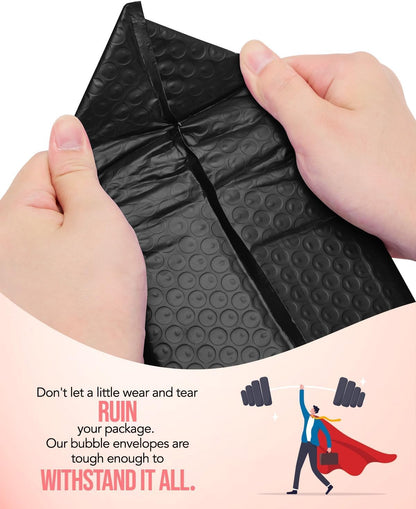 GSSUSA Black Bubble Mailers 4x8 Inches 50 Pack, Usable Size 4X7" Bubble Envelopes for Small Business, Padded Envelope, Shipping Mailers, Packaging Bags, Mailing Envelopes, Shipping Supplies