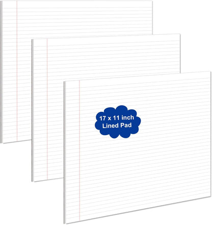 Yaridar 17" x 11" Legal Pads, 25 Sheets/50 Pages Per Legal Note Pads, Line Notepads, 100Gsm White Line Paper