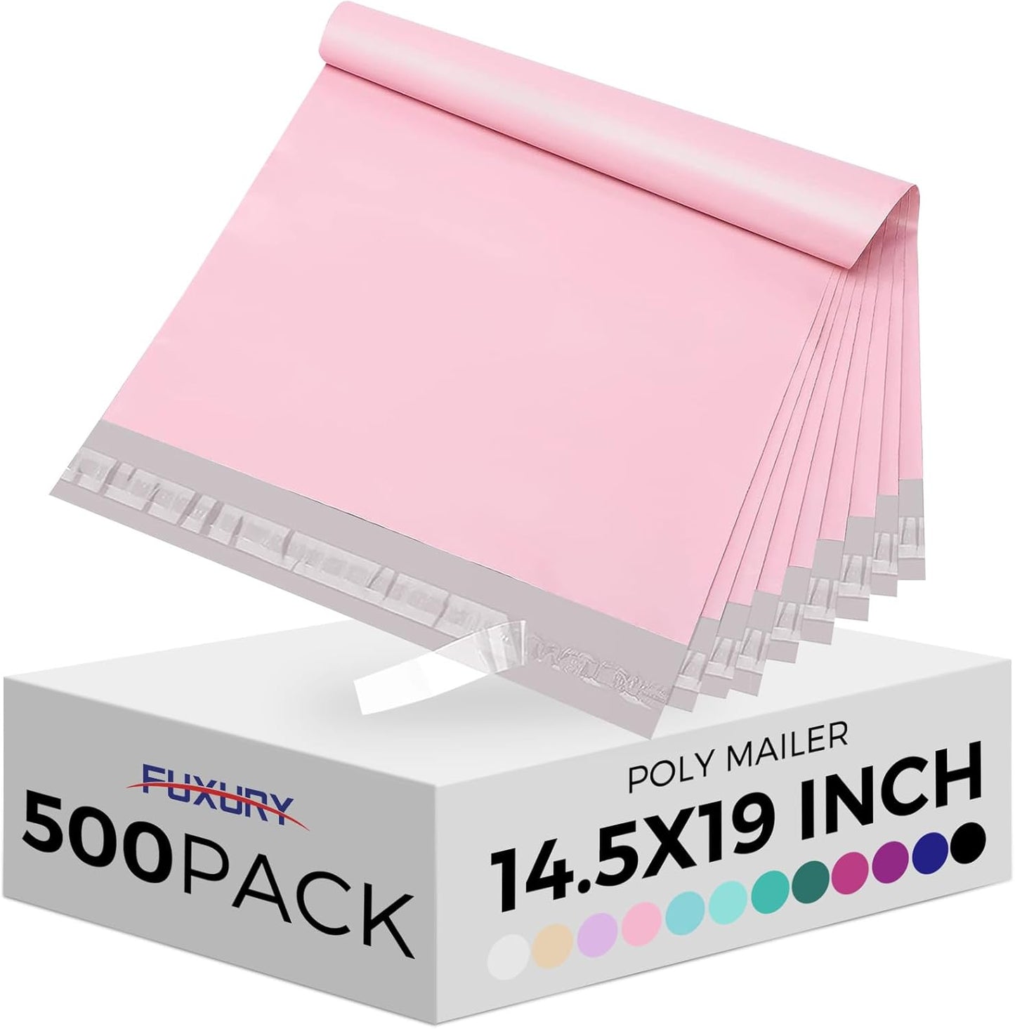Fuxury Poly Mailers 14.5x19 Inch 50pc Shipping Bags for Small Business Mailing Envelopes for Clothing,Self Seal Shipping Envelopes Waterproof Poly bags Durable Packaging Bags Light Pink