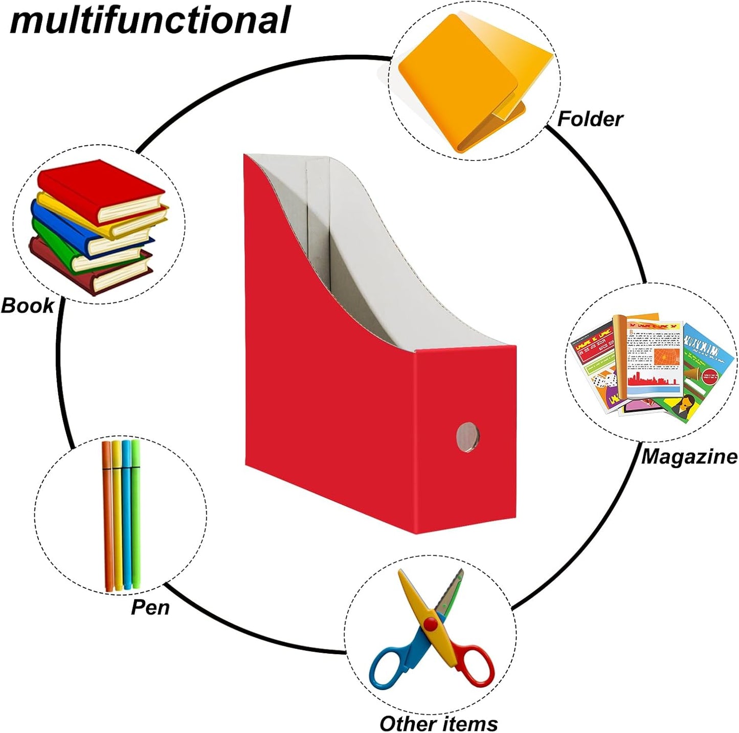 Limitliho 6 Pack Cardboard Magazine Holder for Desk, Book Bins for Classroom Library,Office,Home, 10.6" H x 10.2" L x 3.5" W in Magazine File Holder (Elegant color)