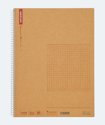 Maruman Spiral Note Basic Lined Notebook- A4, 11.69" x 8.98", 80 Sheets / 160 Pages, 6.5mm Narrow Ruled Journal, Perforated Pages & Wire-Bound to Lay Flat, Sturdy Kraft Cover, Made in Japan
