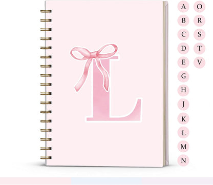 Blue Bow Journal Notebook for Girls,Initial H Journals Personalized Diary Gifts for Teen Girl Kids,Monogrammed Gifts for Women,Trendy Coquette Cute Hardcover Spiral Notebook 5.5 x 8.3 - Colors A