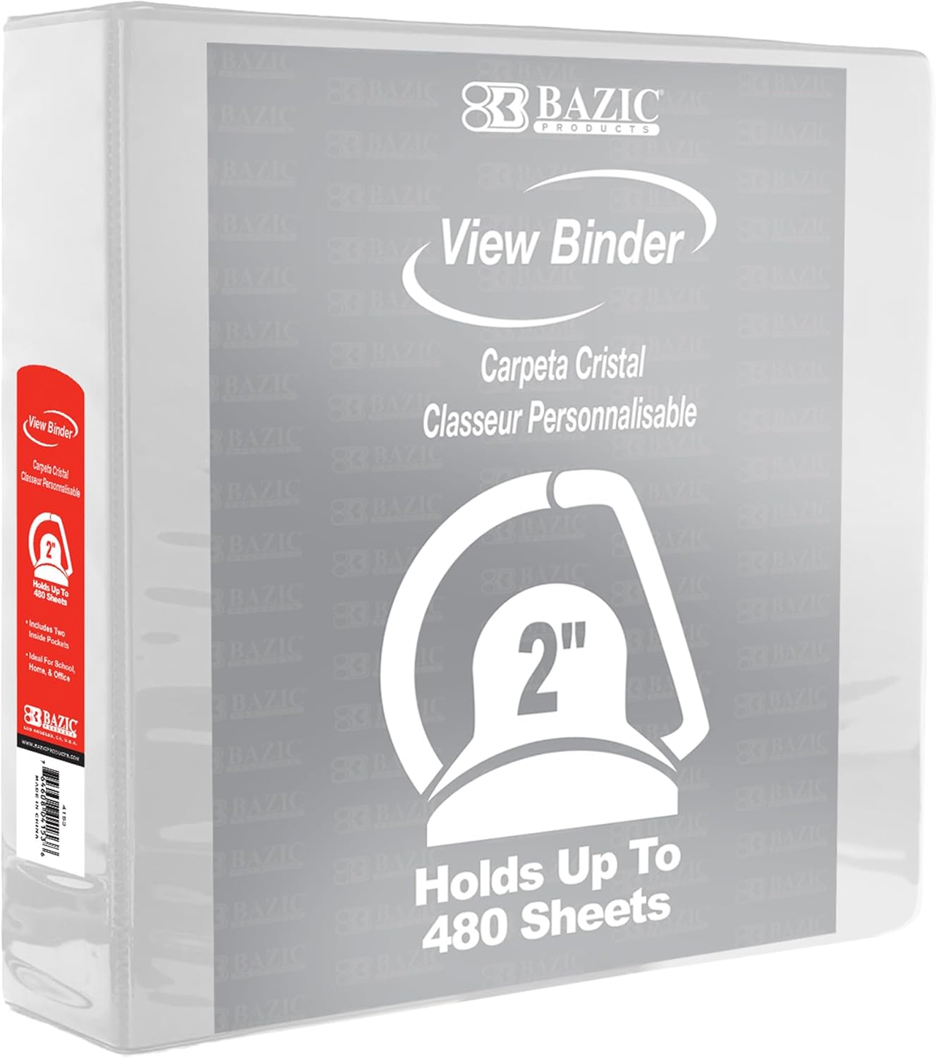 BAZIC Products 3 Ring Binder 2" View Binders Slant D Ring Organizer - Burgundy, Hold 480 Sheets Paper, for School Office Home, 1-Count