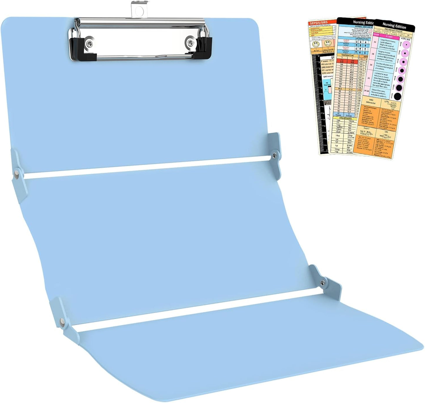 Nursing Clipboard Foldable Clipboard Medical: Edition Cheat Sheets Aluminum 3 Layers Foldable Clipboards Nursing Pocket Size Profile Clip Nurse Clipboards Notepad for Nurses Students and Doctors