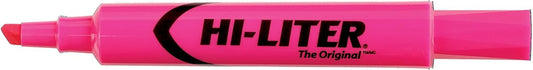 HI-LITER Desk Style Highlighters, Fluorescent Pink, Box of 12 (24010), Chisel Tip