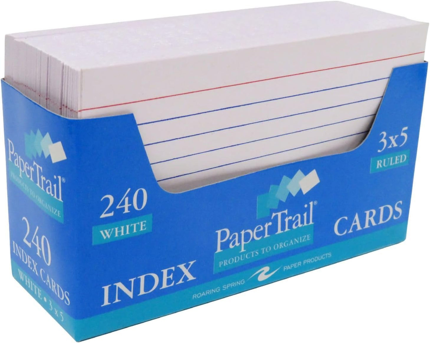 Roaring Spring Mini Index Cards 3"x2.5", 200 Count, 100# White Single Sided Ruled Paper, In Convent Tray Holder, Blank on Back (Pack of 1)