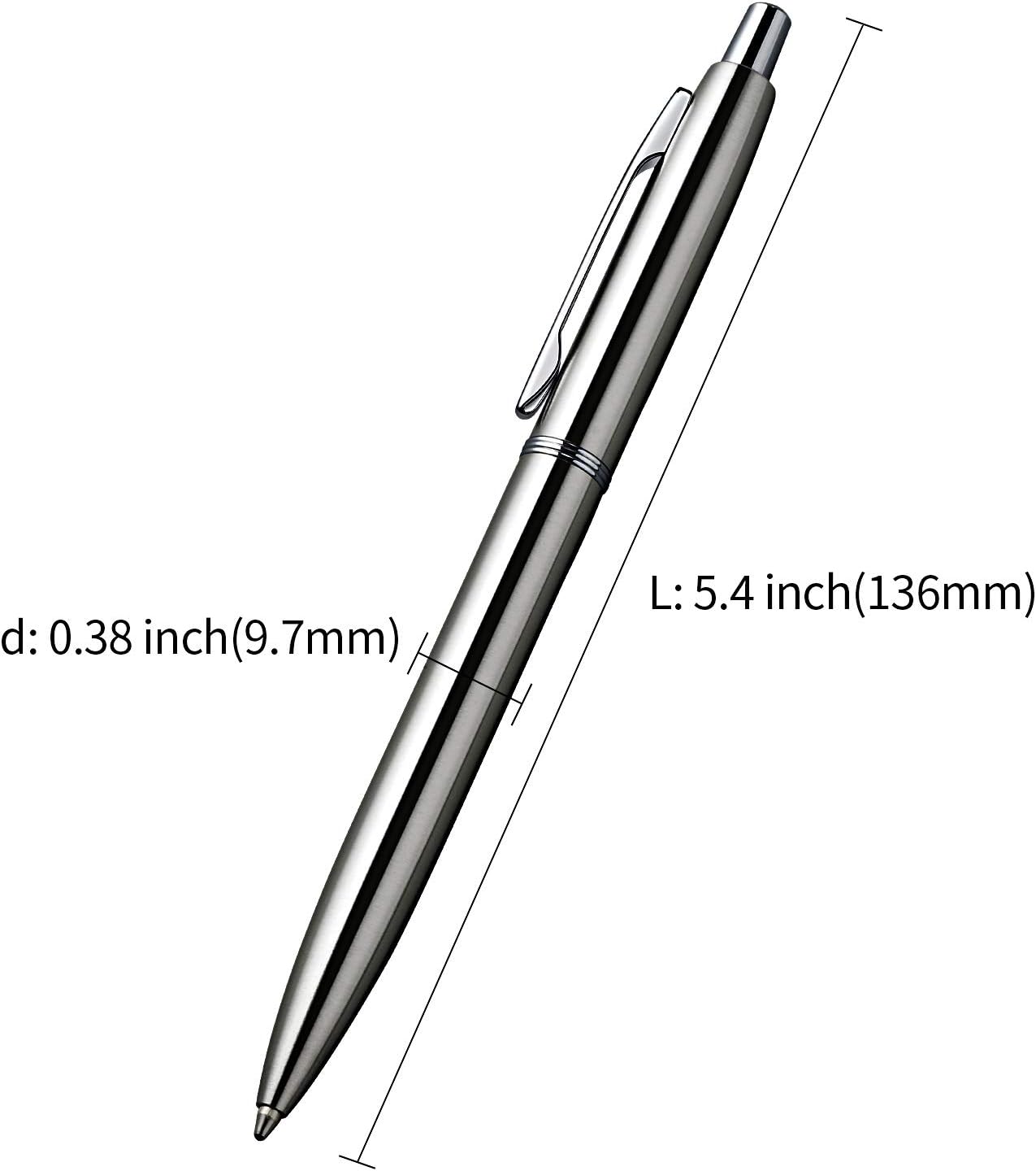 ChaoQ 3 Pcs Retractable Metal Ballpoint Pens, for Gift, Business, Office, 1.0mm Medium Point Black Ink, 6 Extras Replaceable Metal Refills - Stainess Steel