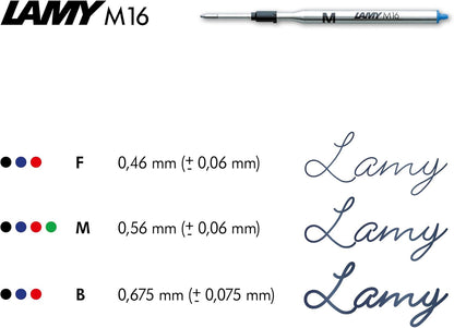 Lamy M16 ballpoint pen refill with large capacity, metal - Original replacement refill for all ballpoint pen models - Indelible - Broad line width in black ink