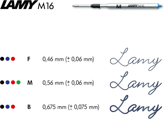 Lamy M16 ballpoint pen refill with large capacity, metal - Original replacement refill for all ballpoint pen models - Indelible - Broad line width in black ink